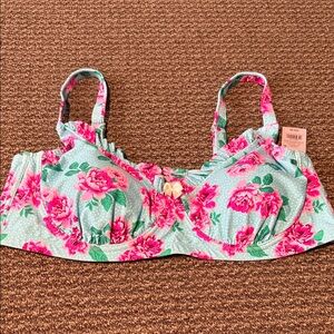 Floral Underwire Bra with Pink Roses